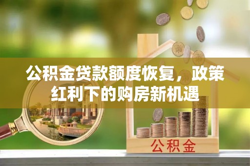 金溪公积金贷款额度恢复，政策红利下的购房新机遇