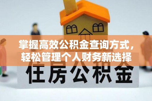 金溪掌握高效公积金查询方式，轻松管理个人财务新选择