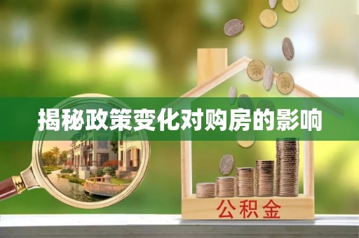 金溪揭秘政策变化对购房的影响