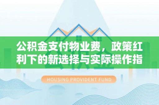 金溪公积金支付物业费，政策红利下的新选择与实际操作指南