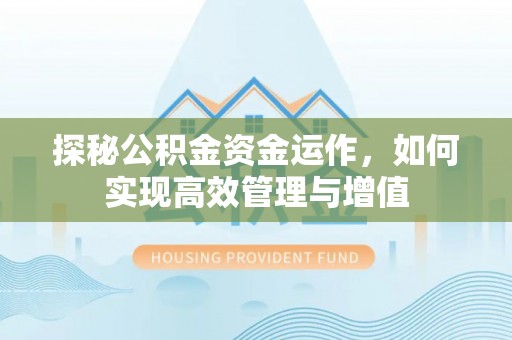 金溪探秘公积金资金运作，如何实现高效管理与增值